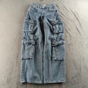 Garage Jeans Womens Sz 00 (Fits 24x32) Blue Light Wash Wide Cargo Baggy Skater